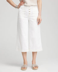 Chico's Women | No Stain Pull-On Wide Capri Jeans ALABASTER