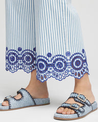 Chico's Women | Eyelet High-Rise Wide Cropped Jeans BLUE