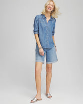 Chico's Women | Girlfriend Cuffed Swing Denim Shorts PASHMINA INDIGO