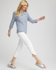 Chico's Women | No Stain Pull-On Dolphin-Hem Capri Jeans ALABASTER
