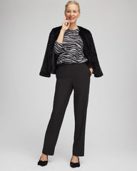 Chico's Women | Textured Straight Tapered Ankle Pants BLACK