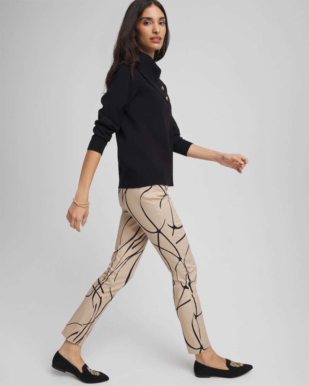 Chico's Women | Brigitte™ Golden Leaf Slim Ankle Pants CHAMPAGNE FIZZ