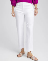 Chico's Women | Striped Straight-Leg Cropped Pants ALABASTER