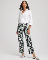 Chico's Women | Floral Emme Straight Ankle Pants BLACK
