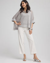 Chico's Women | Metallic Striped Straight Cropped Pants ECRU