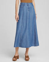 Chico's Women | Lightweight Denim Fly Front Midi Skirt BAILEY INDIGO