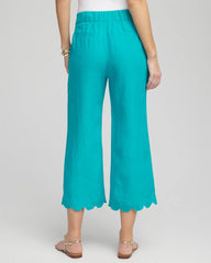 Chico's Women | Linen Scallop Hem Crop Pants SEASPRAY