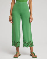 Chico's Women | Satin Eyelet Hem Culottes VERDANT GREEN