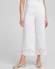 Chico's Women | Cotton Sateen Cut Work Crops ALABASTER