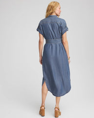 Chico's Women | Denim Tie Midi Shirtdress WHIMSICAL INDIGO
