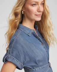 Chico's Women | Denim Tie Midi Shirtdress WHIMSICAL INDIGO