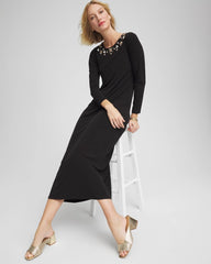 Chico's Women | Embellished Column Maxi Dress BLACK