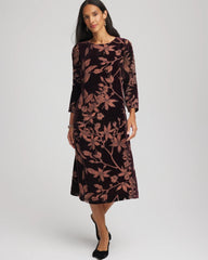 Chico's Women | Burnout Velvet Midi Dress NIGHT BLOOM