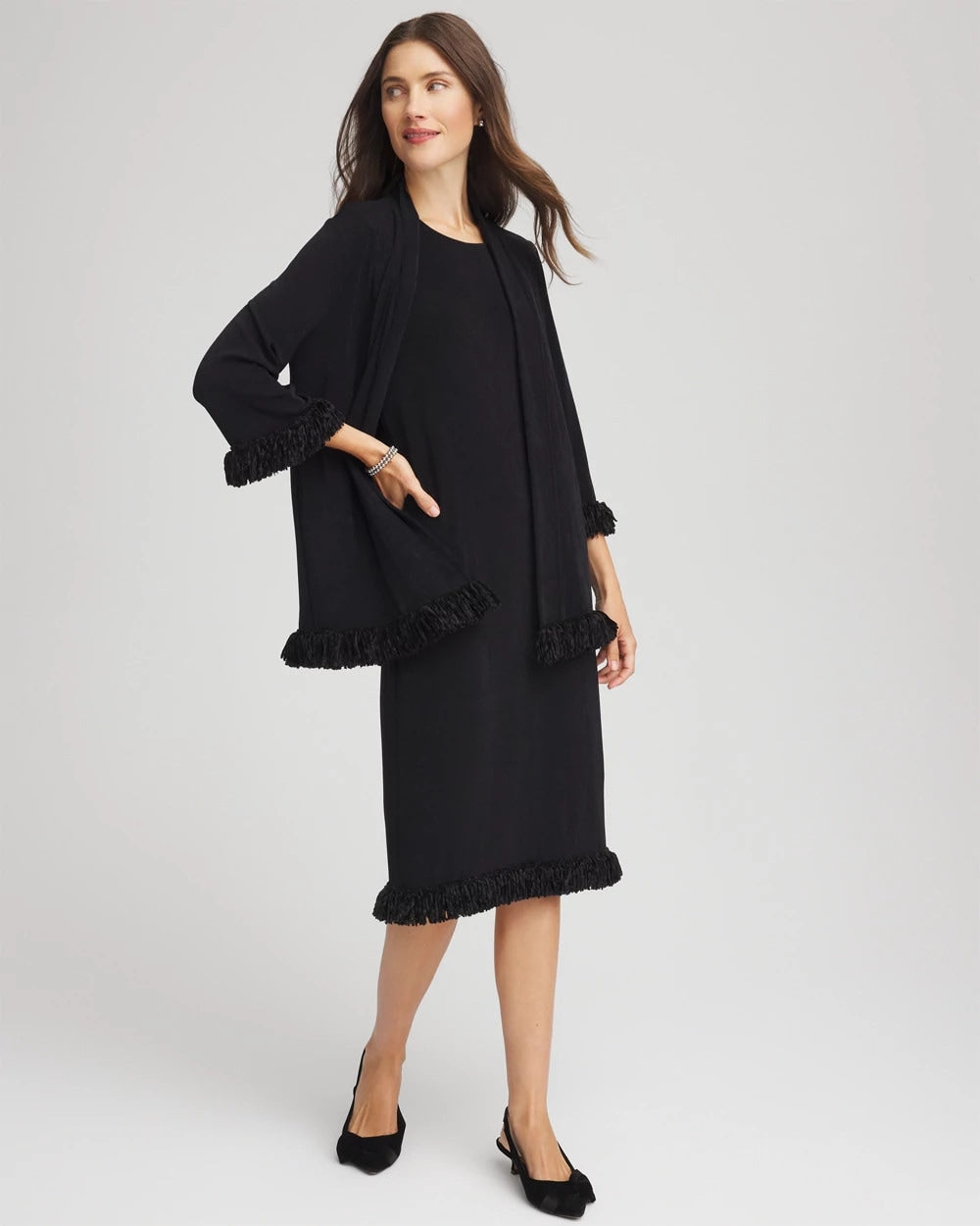 Chico's Women | Travelers™ Fringe Hem Tank Dress TRAVELERS BLACK