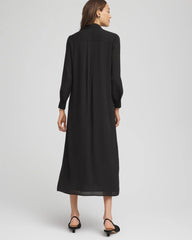 Chico's Women | Sequined Long-Sleeved Maxi Shirtdress BLACK