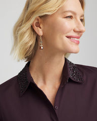 Chico's Women | Sequin Collar Midi Shirtdress NIGHT BLOOM