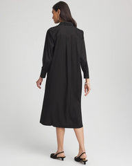 Chico's Women | Sequin Collar Midi Shirtdress BLACK