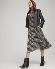 Chico's Women | Chiffon Clip-Dot Tie-Neck Dress BLACK