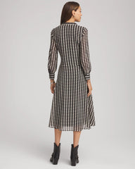 Chico's Women | Chiffon Clip-Dot Tie-Neck Dress BLACK