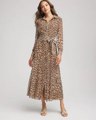 Chico's Women | Cheetah-Print Godet Dress BRIAR BROWN