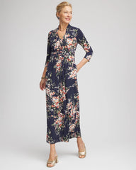 Chico's Women | Knit Pleated Maxi Dress PASSPORT BLUE