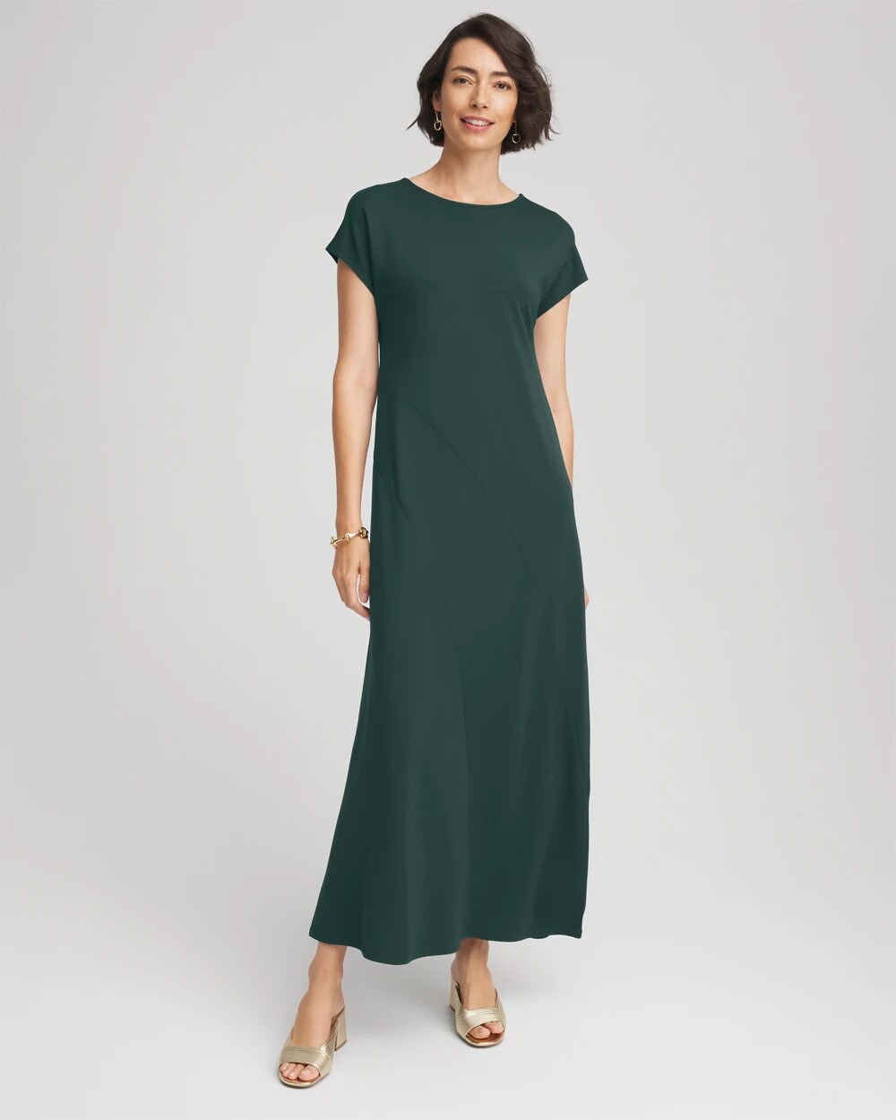 Chico's Women | Dolman-Sleeve Ponte Maxi Dress DARKEST SPRUCE