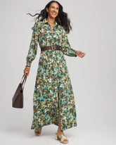 Chico's Women | Printed Long-Sleeved Shirtdress DARKEST SPRUCE