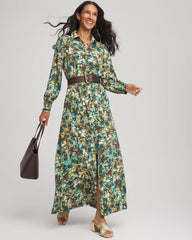 Chico's Women | Printed Long-Sleeved Shirtdress DARKEST SPRUCE