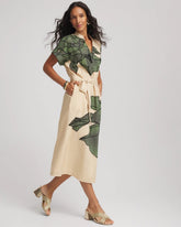 Chico's Women | Printed Cotton-Voile Popover Midi Dress SANDSTONE