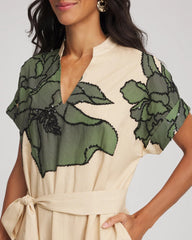 Chico's Women | Printed Cotton-Voile Popover Midi Dress SANDSTONE
