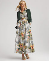 Chico's Women | Artisanal Floral Print Maxi Shirtdress ECRU