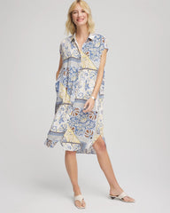 Chico's Women | Floral Patchwork Short Shirtdress ECRU