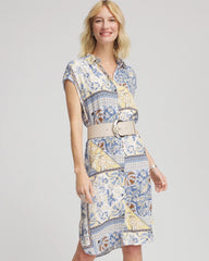 Chico's Women | Floral Patchwork Short Shirtdress ECRU