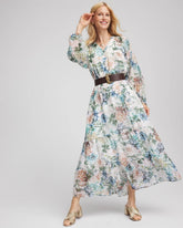 Chico's Women | Georgette Tie-Front Maxi Dress ECRU