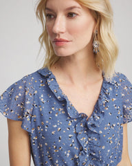 Chico's Women | Textured Ruffled-Placket Maxi Dress BLUE LOTUS
