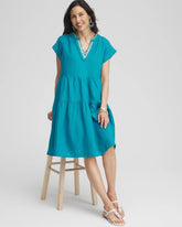 Chico's Women | Linen Embellished Cap Sleeve Dress