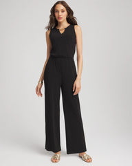 Chico's Women | Travelers™ Jersey Knit Chain-Trim Jumpsuit BLACK