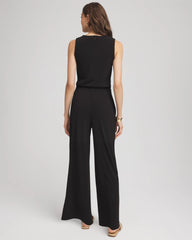 Chico's Women | Travelers™ Jersey Knit Chain-Trim Jumpsuit BLACK