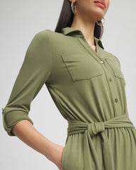 Chico's Women | Belted Jersey Maxi Jumpsuit RUSTIC OLIVE