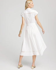 Chico's Women | Poplin Circle Trim Maxi Shirtdress ALABASTER