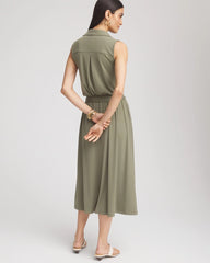 Chico's Women | Travelers™ Knit Sleeveless Shirtdress DUSTY OLIVE