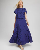 Chico's Women | Godet Maxi Eyelet Skirt BLUE CASA