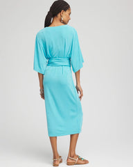 Chico's Women | Travelers™ Kimono Sleeved V-Neck Dress TURQ BLUE