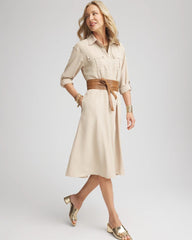 Chico's Women | Twill Belted Midi Shirtdress WILD TRUFFLE