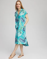 Chico's Women | Tropical Linen Midi Dress SEASPRAY