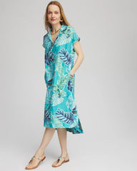 Chico's Women | Tropical Linen Midi Dress SEASPRAY