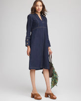 Chico's Women | Denim Splitneck Knee-Length Dress MEDIUM DENIM