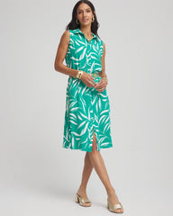 Chico's Women | Rayon Silk Sleeveless Shirtdress EDEN GREEN