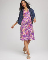 Chico's Women | Floral Pleated Jersey Dress ALABASTER