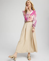 Chico's Women | Pleated A-Line Midi Skirt WILD TRUFFLE